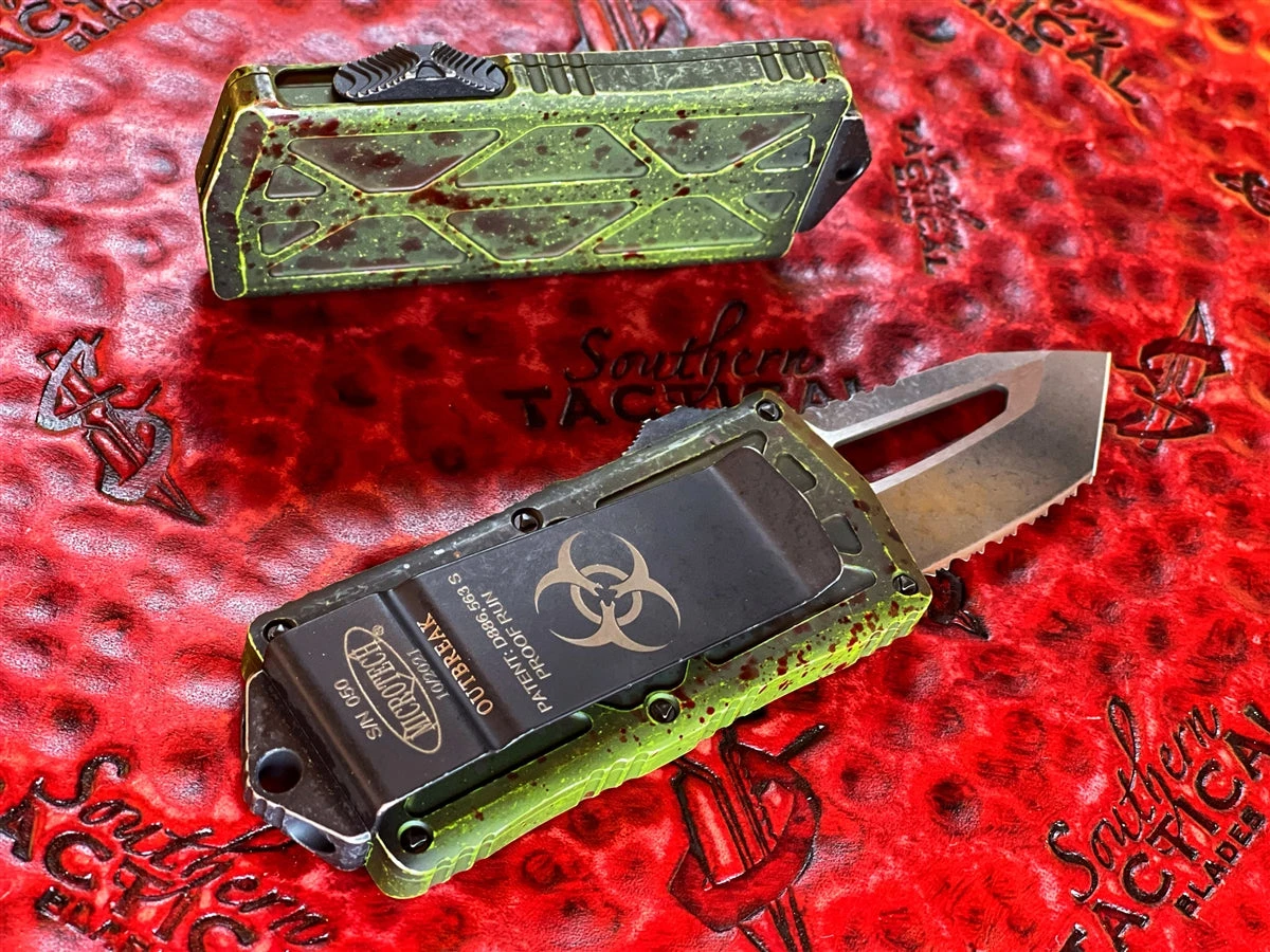 Microtech Exocet Tanto Edge OUTBREAK Full Serrated “Proof Run” 4 Microtech Exocet Tanto Edge OUTBREAK Full Serrated “Proof Run” - Image 2