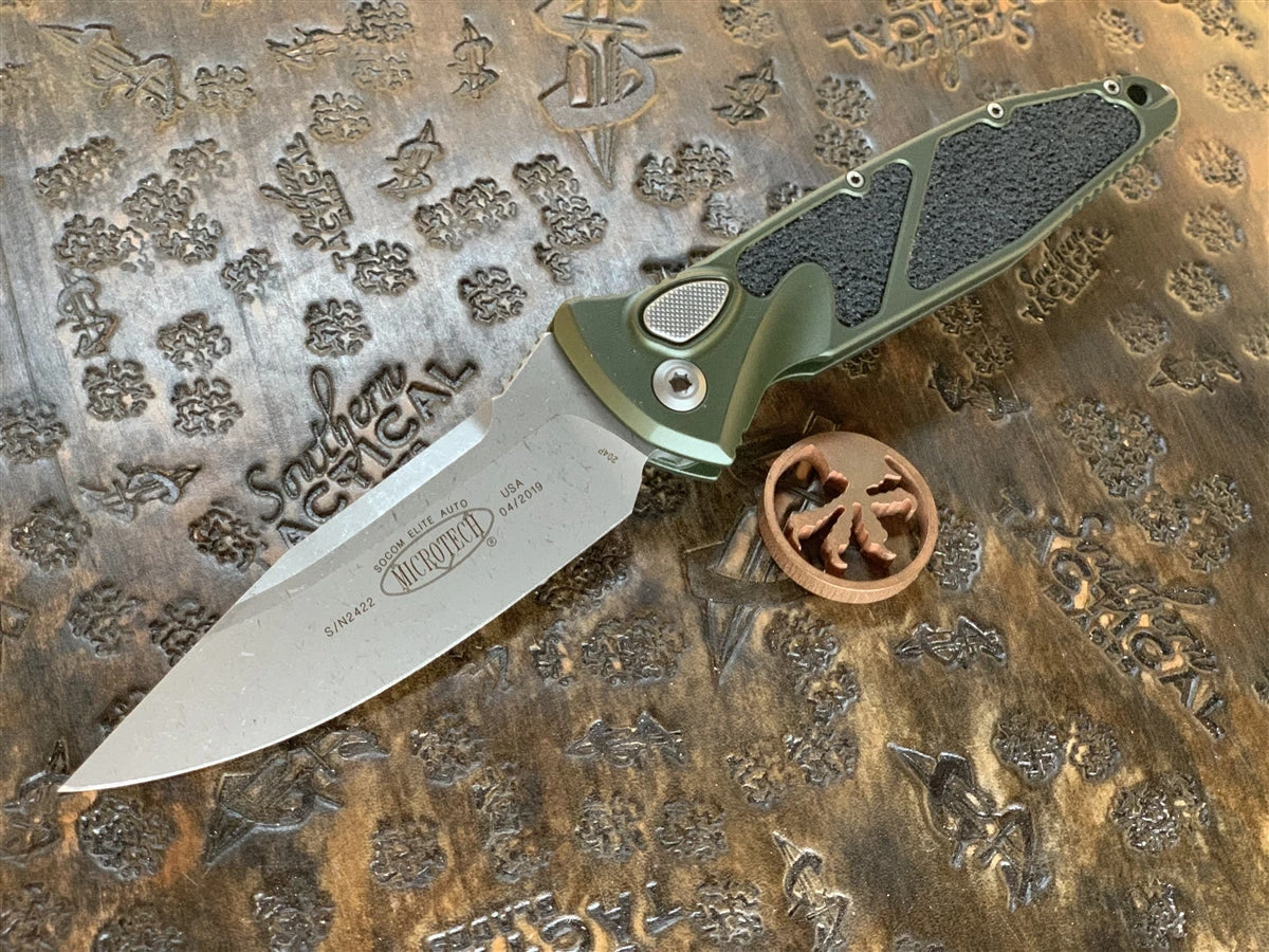 Microtech Socom Elite Auto Single Edge Apocalyptic Standard OD Green 3 Microtech Socom Elite Auto Single Edge Apocalyptic Standard OD Green