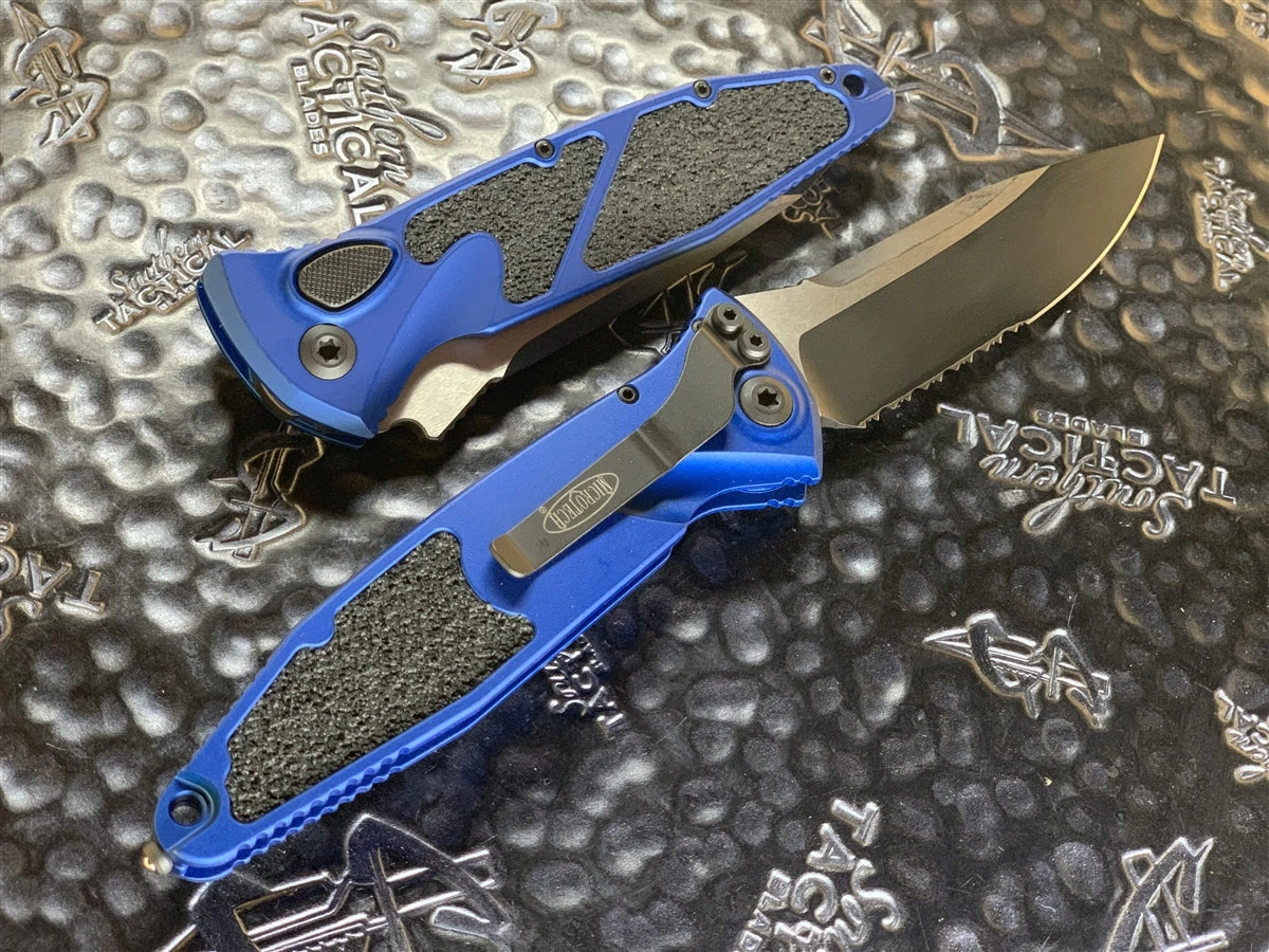 Microtech Socom Elite Auto Single Edge Part Serrated Blue 4 Microtech Socom Elite Auto Single Edge Part Serrated Blue - Image 2