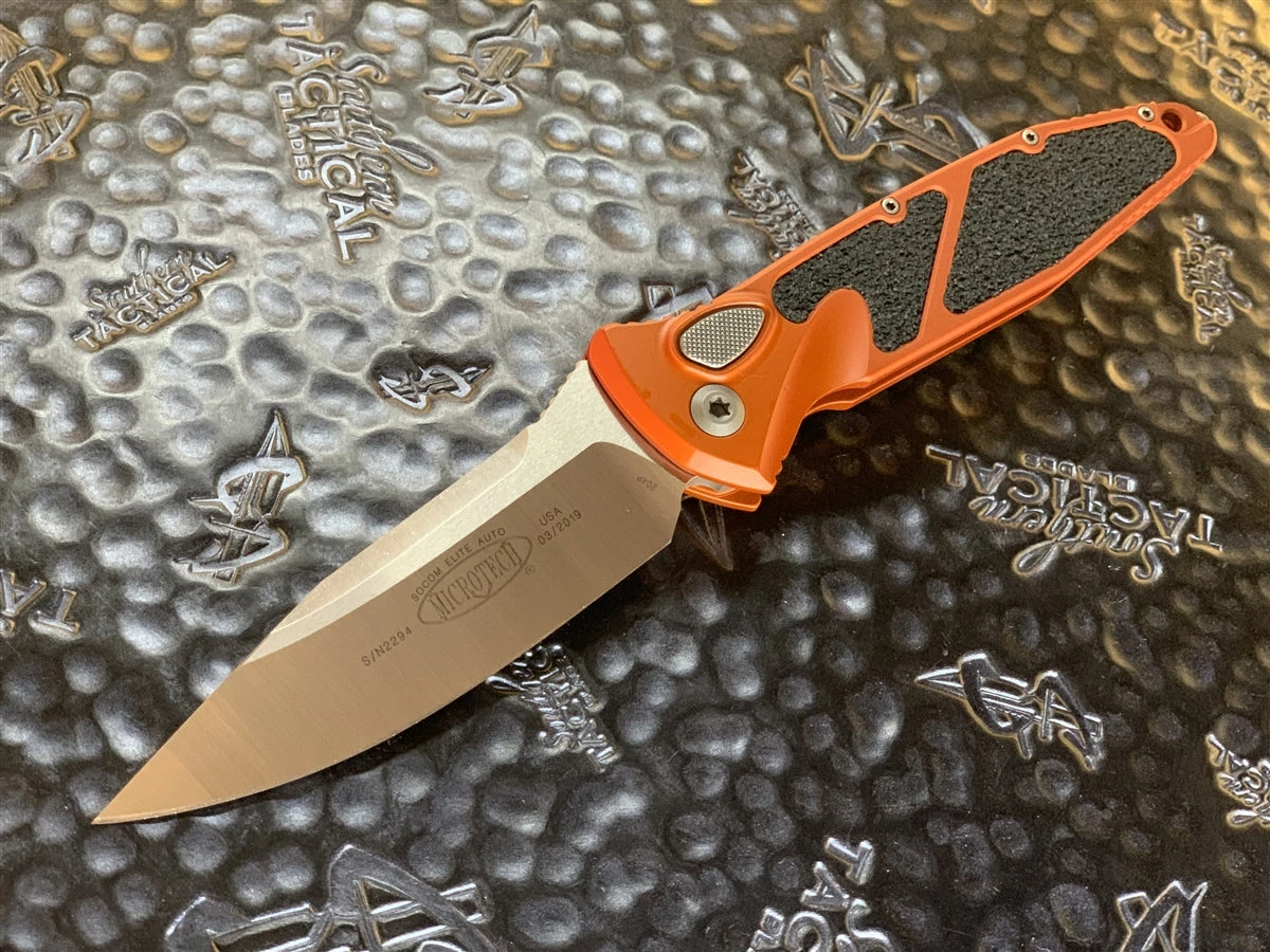 Microtech Socom Elite Auto Single Edge Satin Standard Orange 3 Microtech Socom Elite Auto Single Edge Satin Standard Orange