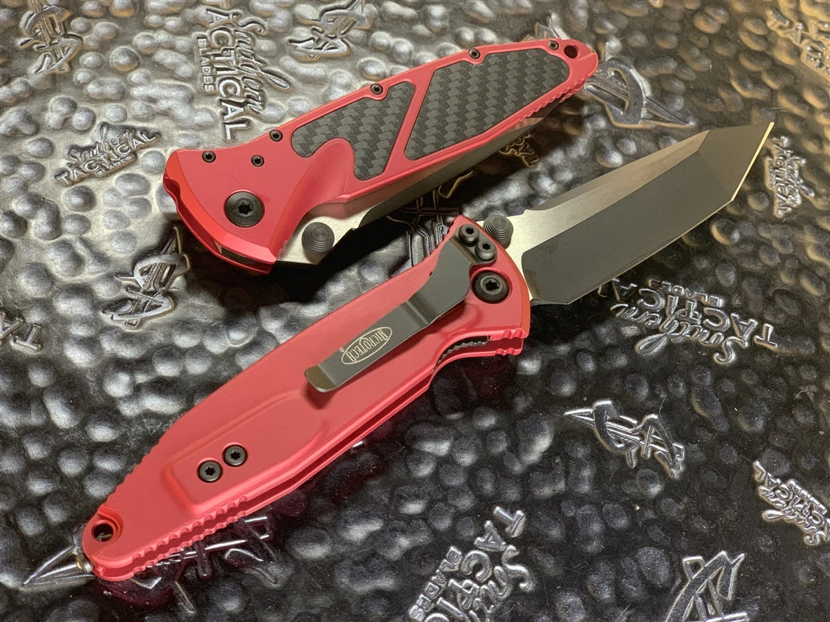 Microtech Socom Elite Manual Tanto Standard Red W/ Carbon Fiber Inlay 4 Microtech Socom Elite Manual Tanto Standard Red W/ Carbon Fiber Inlay - Image 2