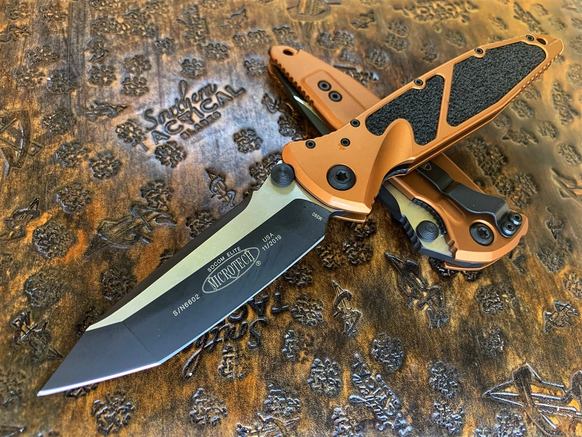 Microtech Socom Elite Tanto Black Blade Standard Tan 3 Microtech Socom Elite Tanto Black Blade Standard Tan