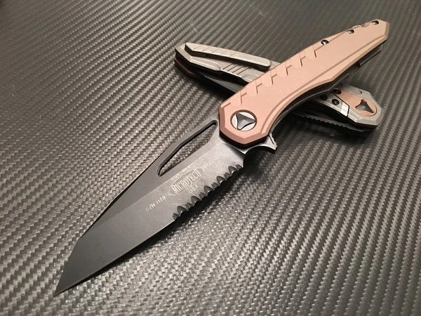 Microtech Sigil MK6 DLC Black Part Serrated Tan 3 Microtech Sigil MK6 DLC Black Part Serrated Tan