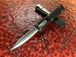 Microtech Dirac Double Edge Full Serrated Stonewashed