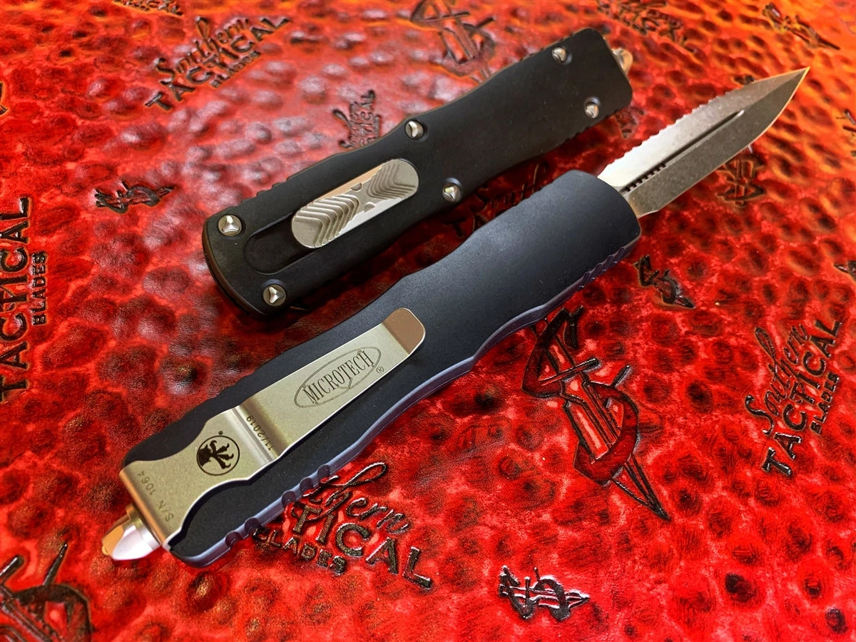 Microtech Dirac Delta Double Edge Stonewashed Full Serrated 4 Microtech Dirac Delta Double Edge Stonewashed Full Serrated - Image 2