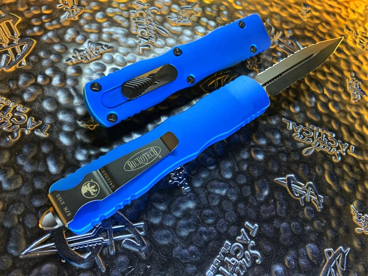Microtech Dirac Delta Double Edge Double Full Serrated Blue 4 Microtech Dirac Delta Double Edge Double Full Serrated Blue - Image 2