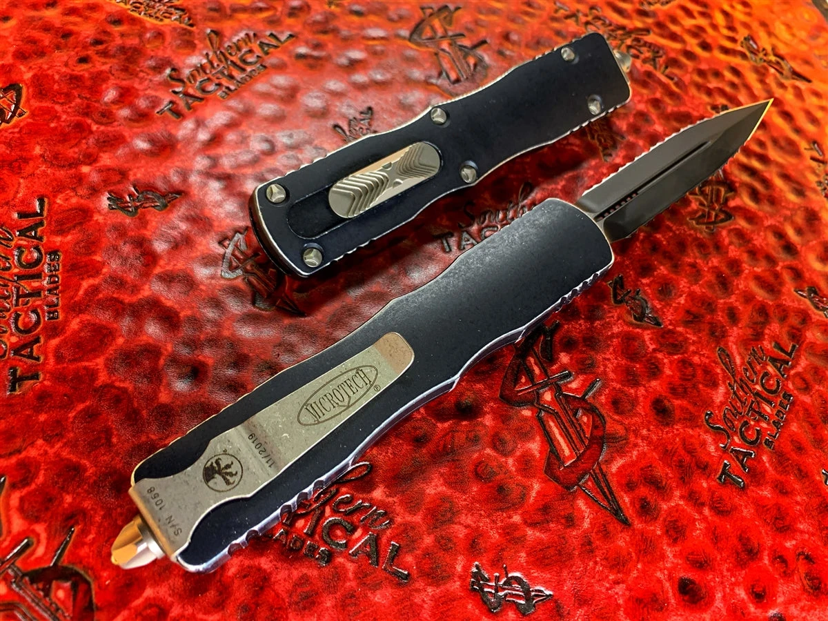 Microtech Dirac Delta Double Edge Double Full Serrated Distressed Black 4 Microtech Dirac Delta Double Edge Double Full Serrated Distressed Black - Image 2