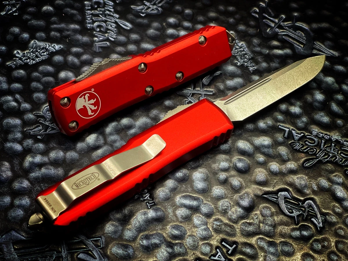 Microtech UTX-85 Single Edge Stonewashed Standard Red 4 Microtech UTX-85 Single Edge Stonewashed Standard Red - Image 2