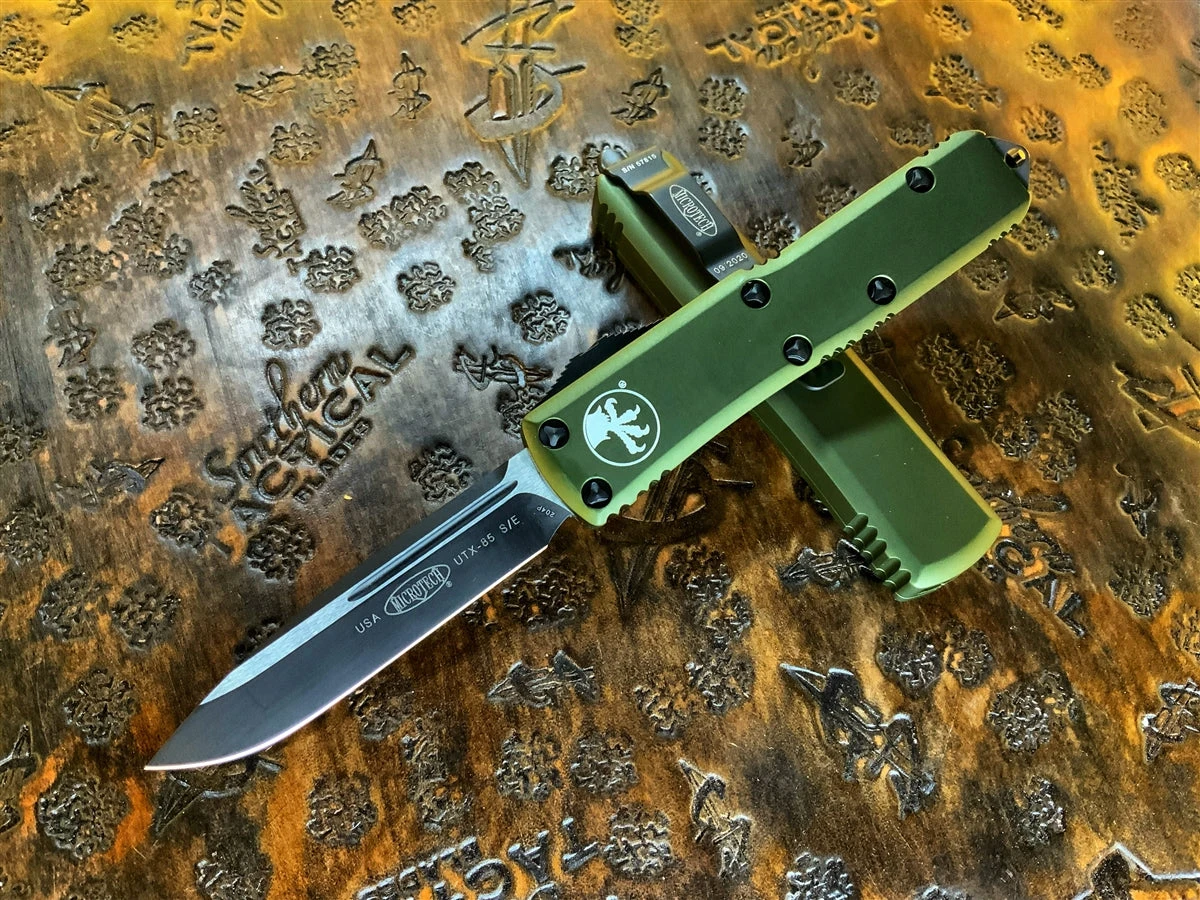 Microtech UTX-85 OTF Automatic Knife Single Edge Standard OD Green 3 Microtech UTX-85 OTF Automatic Knife Single Edge Standard OD Green