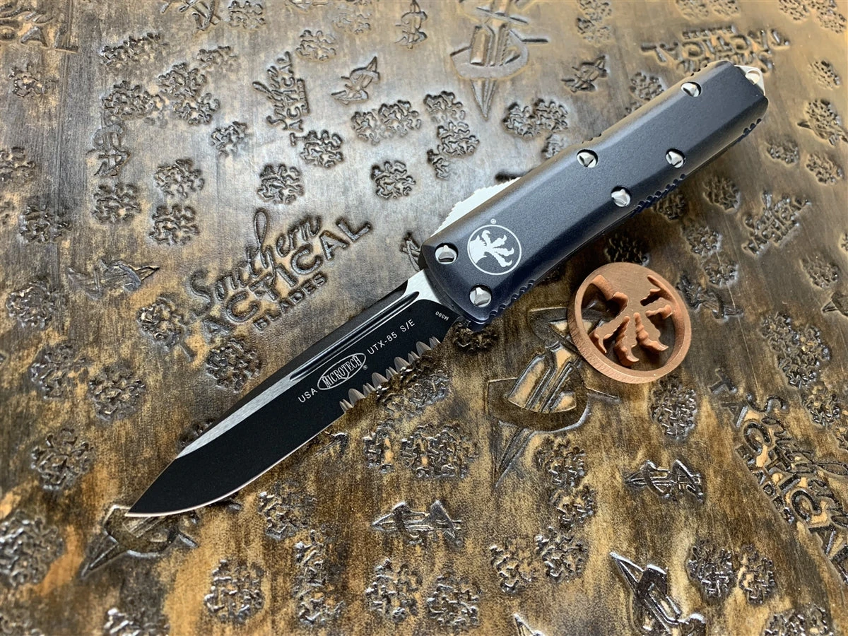 Microtech UTX-85 Single Edge Black Part Serrated 3 Microtech UTX-85 Single Edge Black Part Serrated