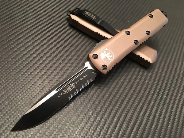 Microtech UTX85 Single Edge Part Serrated Tan 3 Microtech UTX85 Single Edge Part Serrated Tan