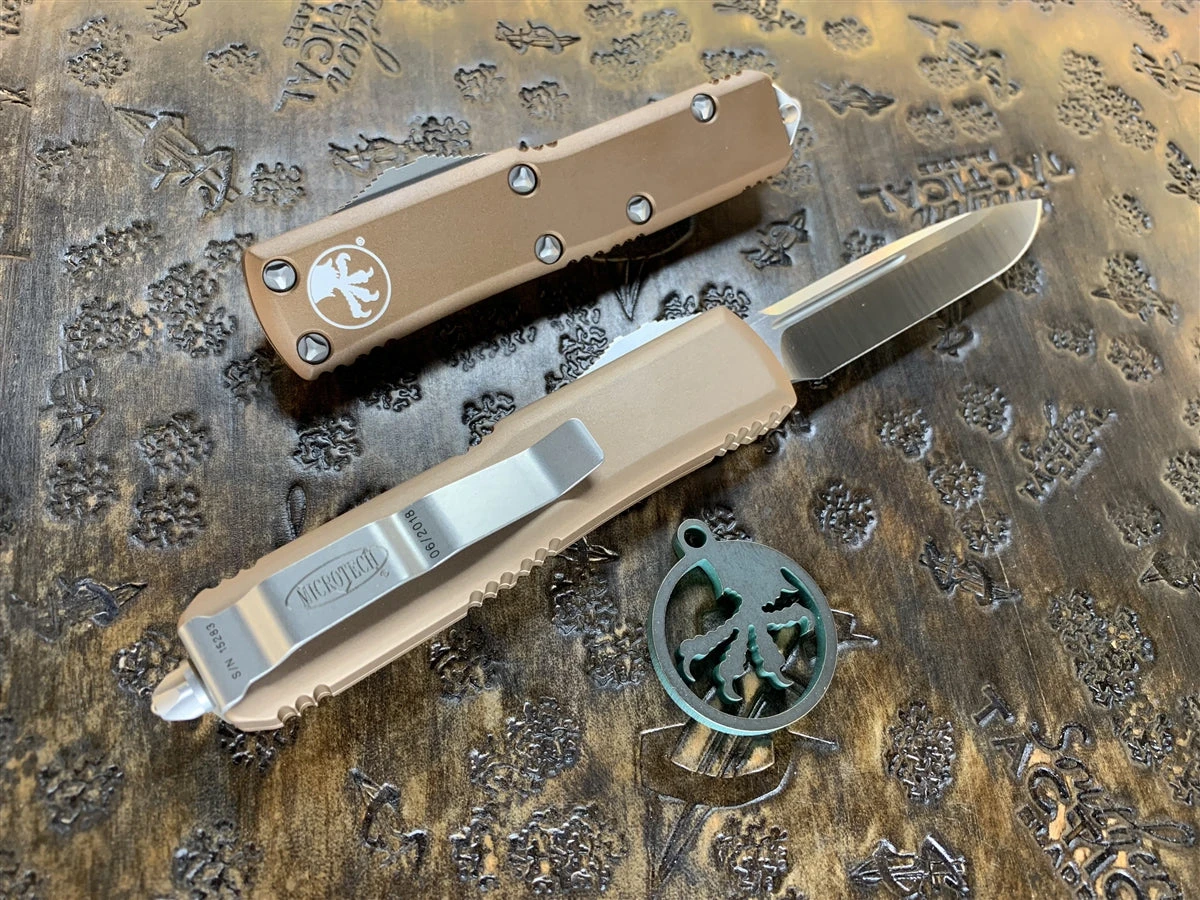 Microtech UTX-85 Single Edge Satin Standard Tan 4 Microtech UTX-85 Single Edge Satin Standard Tan - Image 2