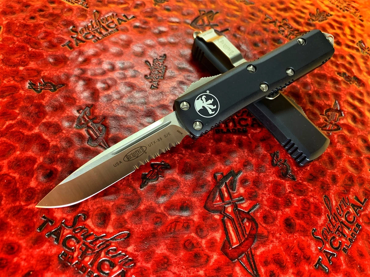 Microtech UTX-85 Single Edge Satin Part Serrated 3 Microtech UTX-85 Single Edge Satin Part Serrated