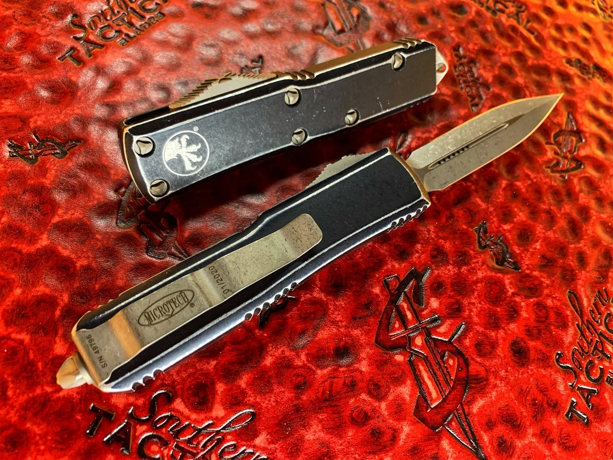 Microtech UTX85 Double Edge Apocalyptic Standard Distressed Black 4 Microtech UTX85 Double Edge Apocalyptic Standard Distressed Black - Image 2