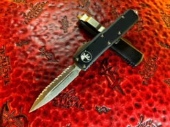 Microtech UTX85 Double Edge Stonewashed Full Serrated