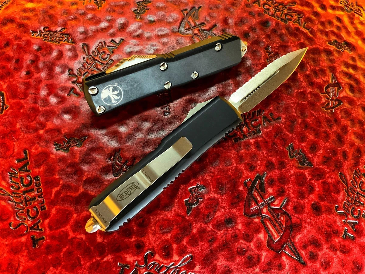 Microtech UTX85 Double Edge Stonewashed Full Serrated 4 Microtech UTX85 Double Edge Stonewashed Full Serrated - Image 2