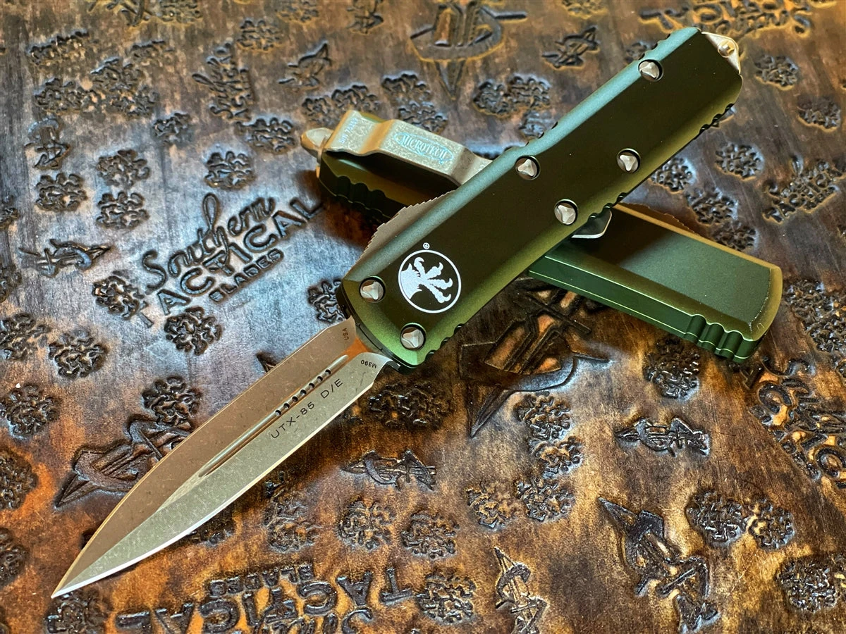Microtech UTX-85 Double Edge Bronzed Standard OD Green 3 Microtech UTX-85 Double Edge Bronzed Standard OD Green
