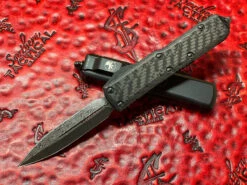 Microtech UTX-85 Double Edge Damascus Standard Carbon Fiber Top Signature Series