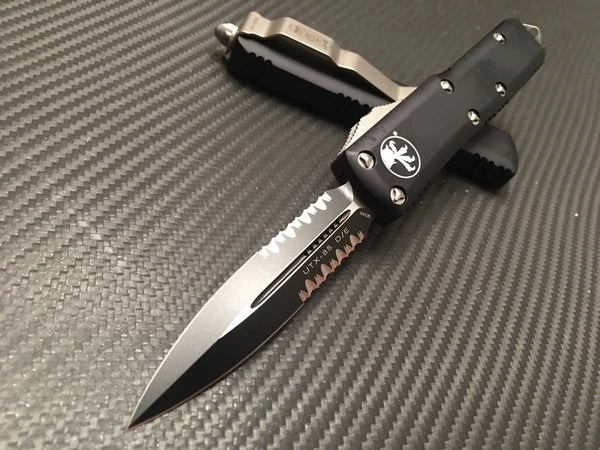 Microtech UTX85 Double Edge Part Serrated Black 3 Microtech UTX85 Double Edge Part Serrated Black