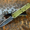 Microtech UTX-85 Double Edge Full Serrated G10 OD Green Top 2 Microtech UTX-85 Double Edge Full Serrated G10 OD Green Top -Southern Blades MT232 3GTODS 2