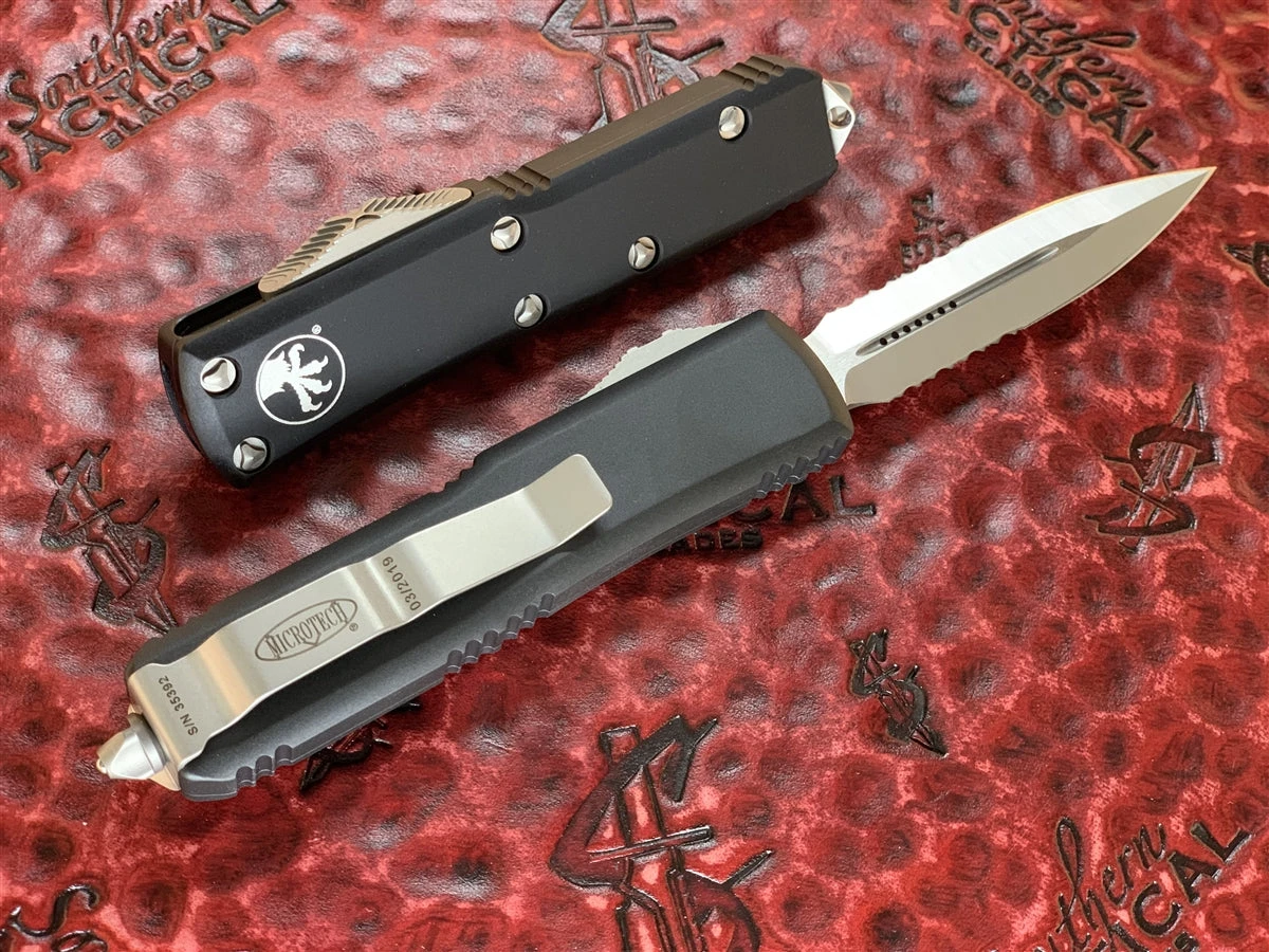 Microtech UTX85 Double Edge Satin Part Serrated 4 Microtech UTX85 Double Edge Satin Part Serrated - Image 2