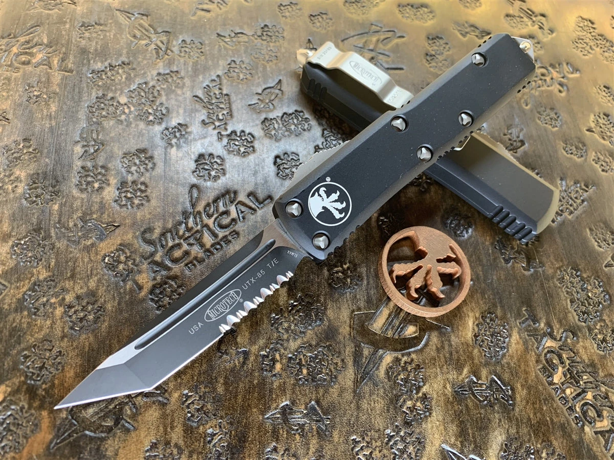 Microtech UTX85 Tanto Part Serrated Black 3 Microtech UTX85 Tanto Part Serrated Black