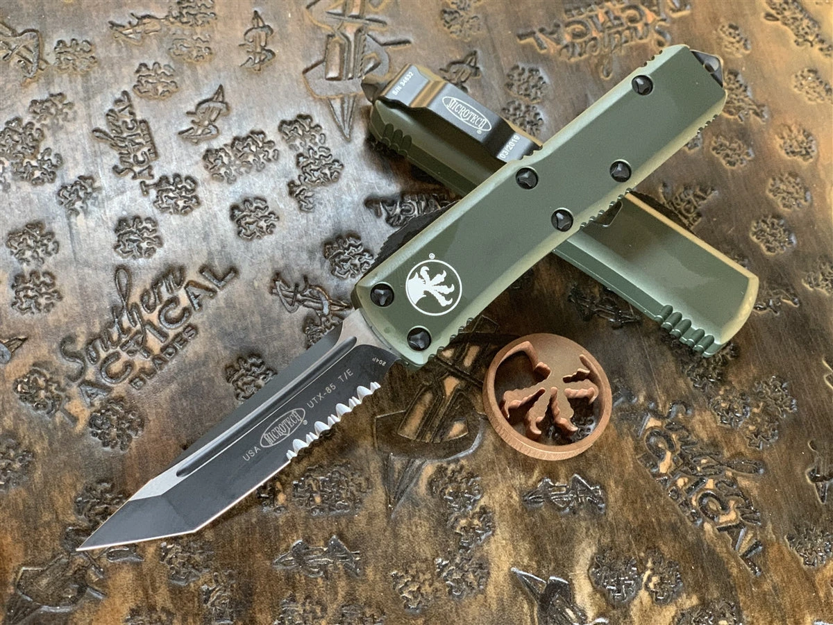 Microtech UTX85 Tanto Part Serrated OD Green 3 Microtech UTX85 Tanto Part Serrated OD Green
