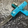 Microtech UTX85 Tanto Part Serrated Turquoise