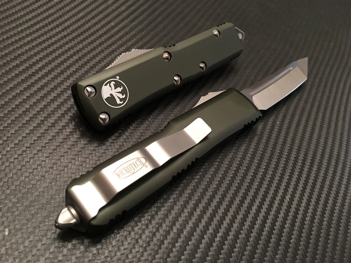 Microtech UTX85 Tanto Satin Standard OTF Automatic Knife In OD Green 4 Microtech UTX85 Tanto Satin Standard OTF Automatic Knife In OD Green - Image 2