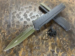 Microtech Cypher MK7 Double Edged Limited Edition OD Green Blade W/ Green Accents