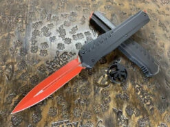Microtech Cypher MK7 Double Edge Red W/ Black Accents
