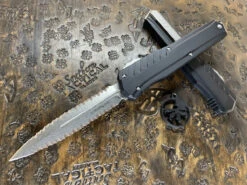 Microtech Cypher MK7 Double Edge Stonewashed Double Full Serrated