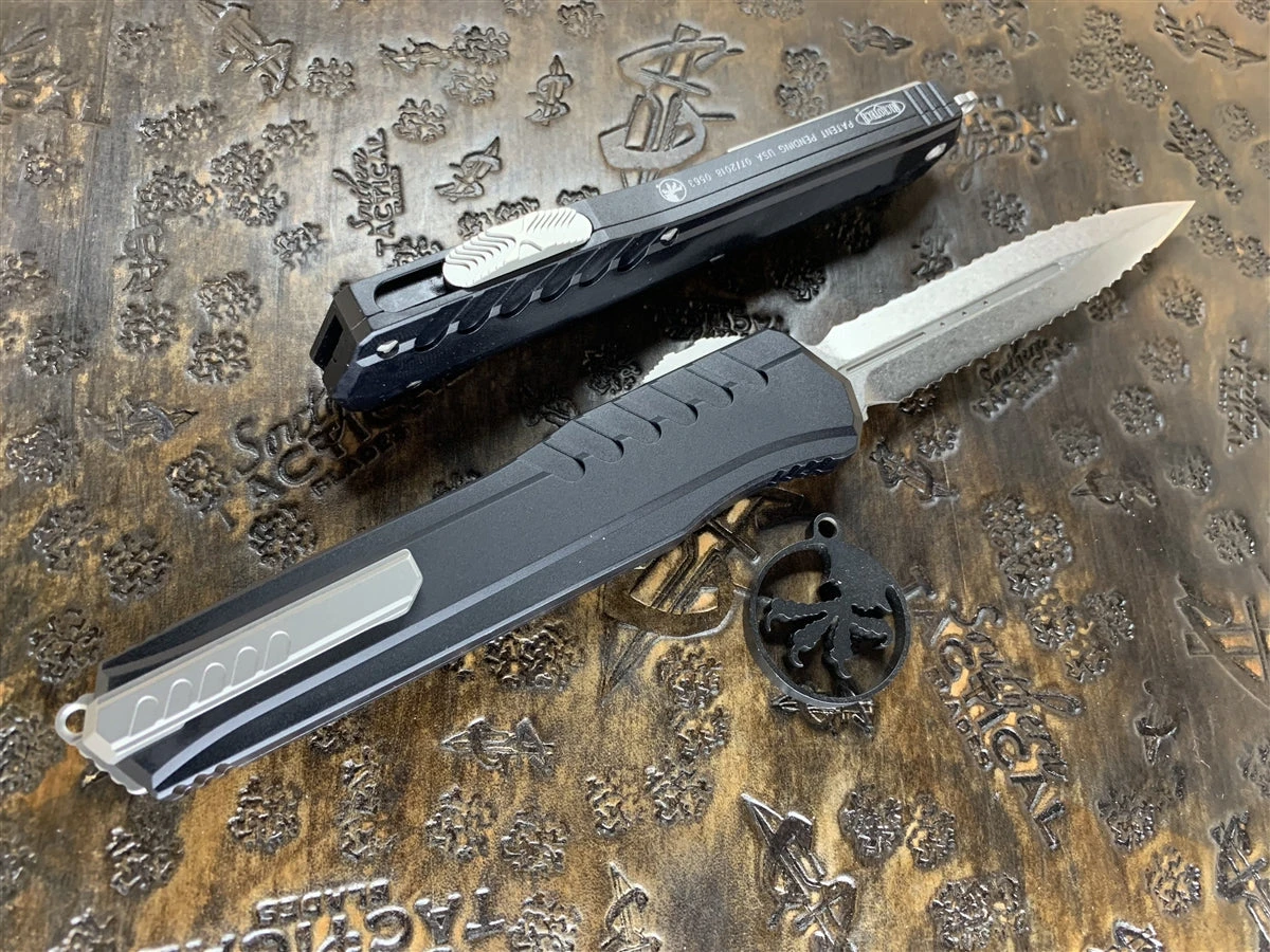 Microtech Cypher MK7 Double Edge Stonewashed Double Full Serrated 4 Microtech Cypher MK7 Double Edge Stonewashed Double Full Serrated - Image 2