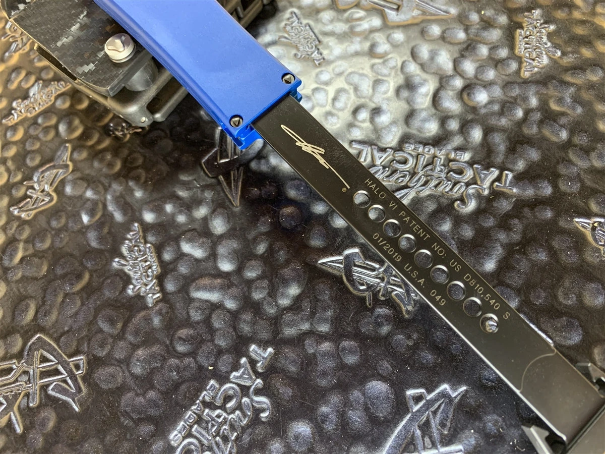 Microtech HALO VI Tanto DLC W/ DLC Accents Blue Signature Series 4 Microtech HALO VI Tanto DLC W/ DLC Accents Blue Signature Series - Image 2