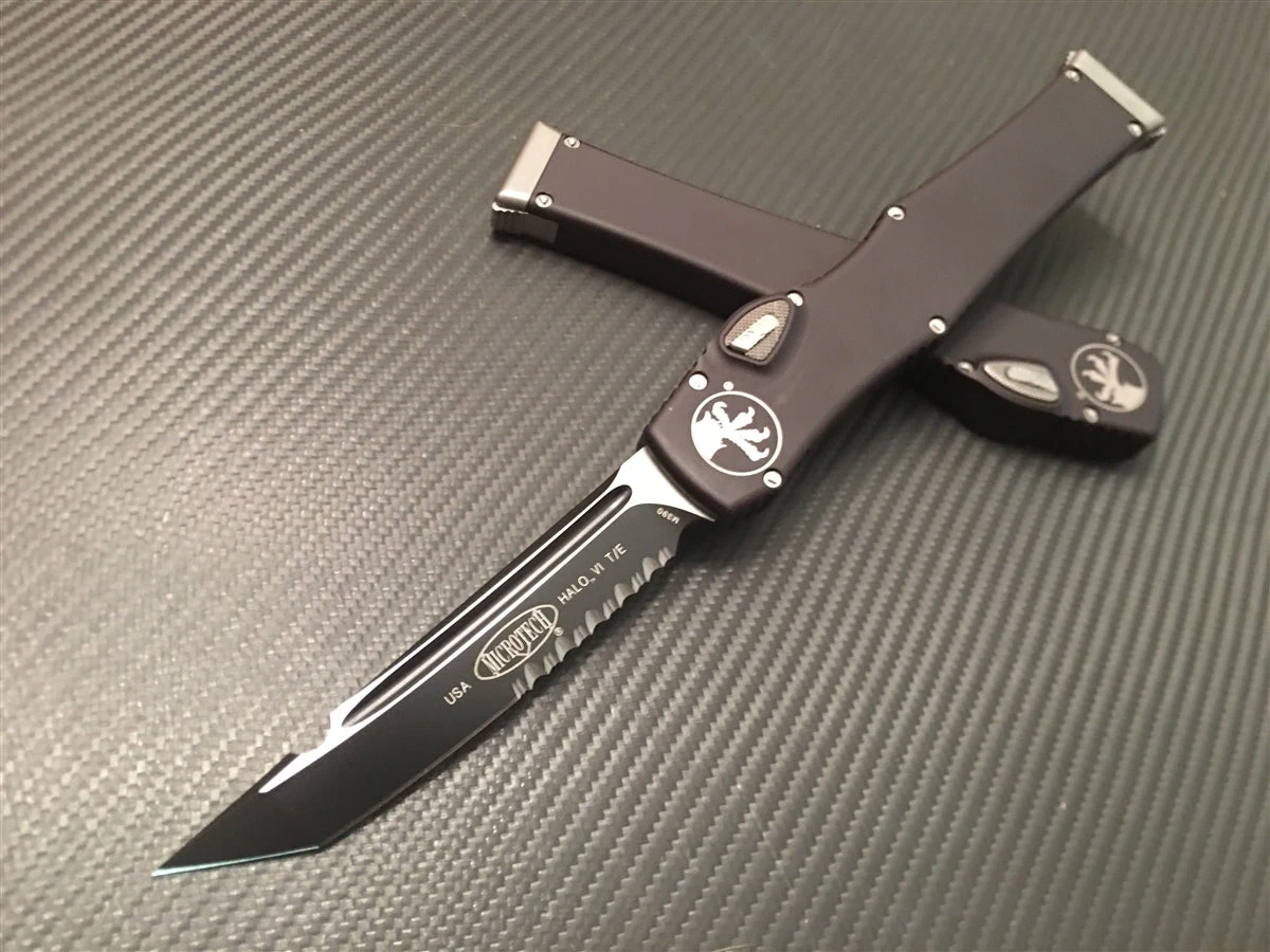 Microtech Halo VI Tanto Part Serrated Black 3 Microtech Halo VI Tanto Part Serrated Black