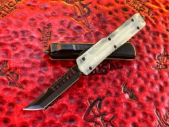 Microtech UTX70 Hellhound Tanto DLC Standard Jade G10 Top W/ DLC Accents Shadow Editon