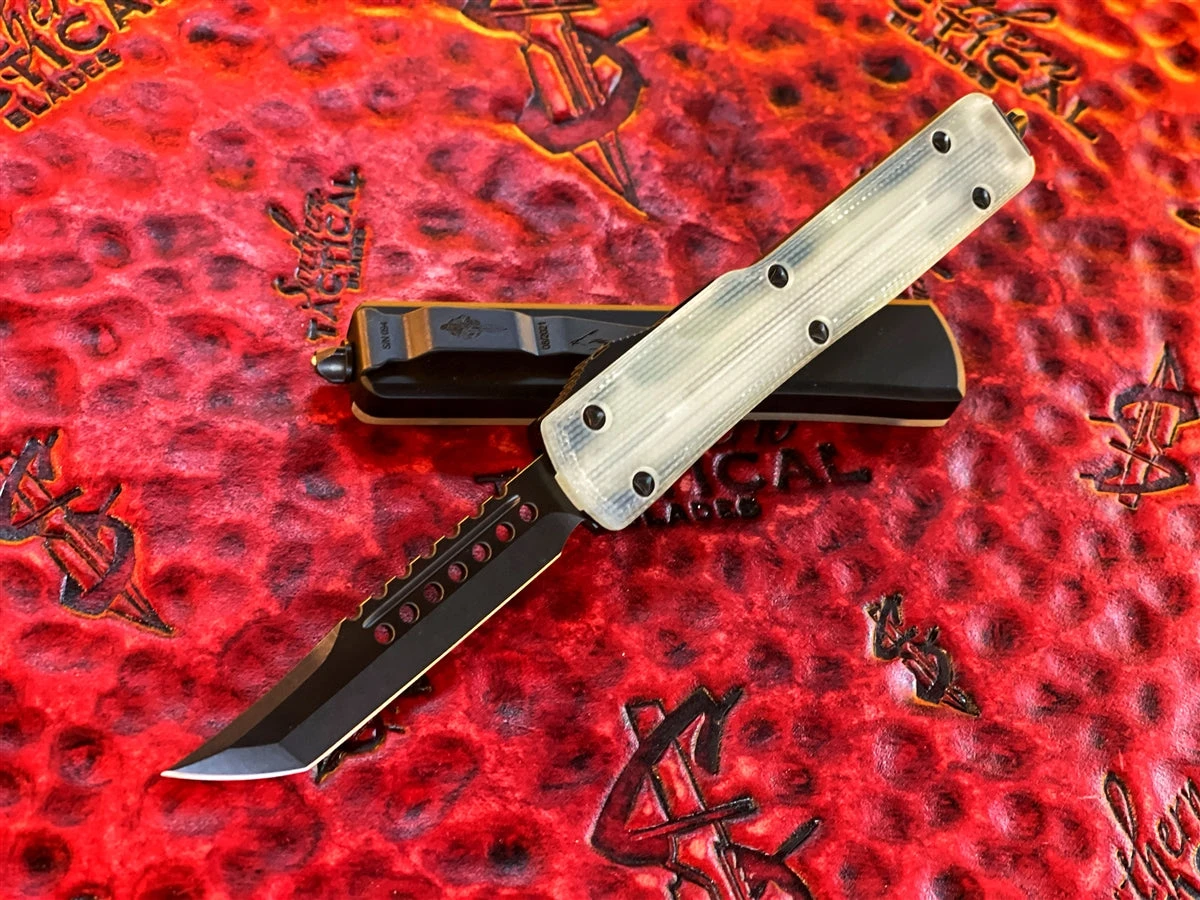 Microtech UTX70 Hellhound Tanto DLC Standard Jade G10 Top W/ DLC Accents Shadow Editon 3 Microtech UTX70 Hellhound Tanto DLC Standard Jade G10 Top W/ DLC Accents Shadow Editon