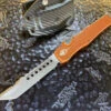 Microtech HALO VI Hellhound Tanto Apocalyptic Standard Distressed Orange Signature Series