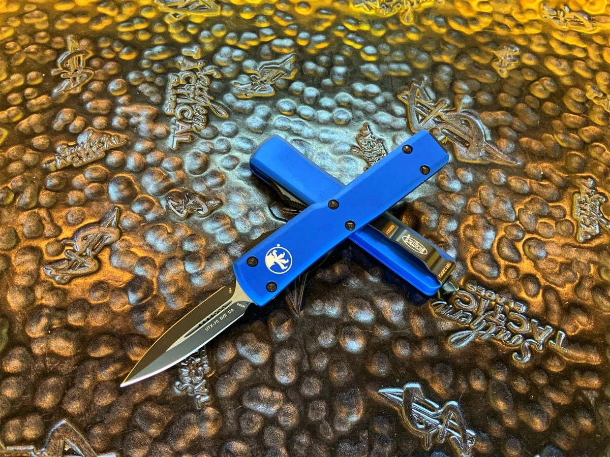 Microtech UTX-70 Double Edge Standard Blue California Edition 3 Microtech UTX-70 Double Edge Standard Blue California Edition