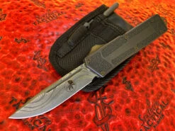 Microtech QD Scarab, Single Edge, San Mai Damascus Standard Serial 003