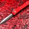 Microtech UTX-70 OTF Automatic Knife Double Edge Stonewashed Standard Red