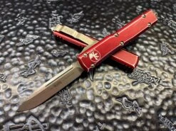 Microtech Ultratech OTF Automatic Knife Single Edge Stonewashed Standard Merlot Distressed 121-10DMR