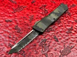 Microtech Combat Troodon OTF Automatic Knife Tanto Full Serrated OD Green Camouflage Cerakote Signature Series
