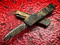 Microtech Combat Troodon Double Edge Full Serrated Coyote Camo Cerakote Signature Series