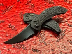 Microtech Brachial Auto Folder DLC Full Serrated Shadow - Bastinelli Knives Collab