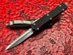 Microtech MAKORA Double Edge Stonewash Full Serrated Nickel Boron Internals Signature Series