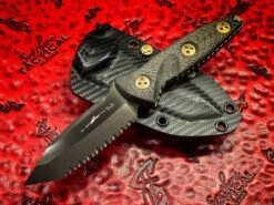 Microtech Socom Alpha Mini Tanto Full Serrated DLC W/ Carbon Fiber Signature Series