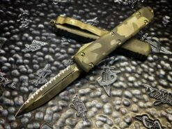 Microtech Ultratech D/E Full Serrated Olive Camo Standard OTF Knife