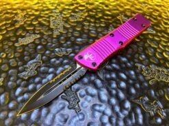 Microtech Troodon Double Edge Part Serrated Violet