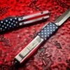 Microtech Ultratech Double Edge Full Serrated Apocalyptic USA Flag Signature Series